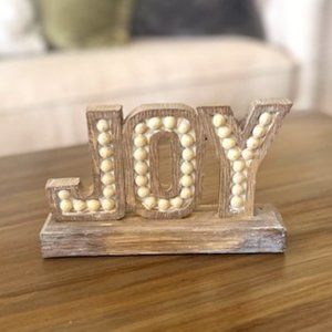 JOY Beaded Wood Sign